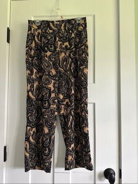 Jaclyn Smith Black Paisley Wide-Leg Pants on Tan